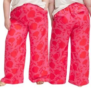 Kate Spade New York Classic Rose High-Rise Linen Blend Trouser Size XXL